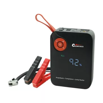   Compass Startovací zdroj s kompresorem, powerbankou a svítilnou (7200mAh, 600A)