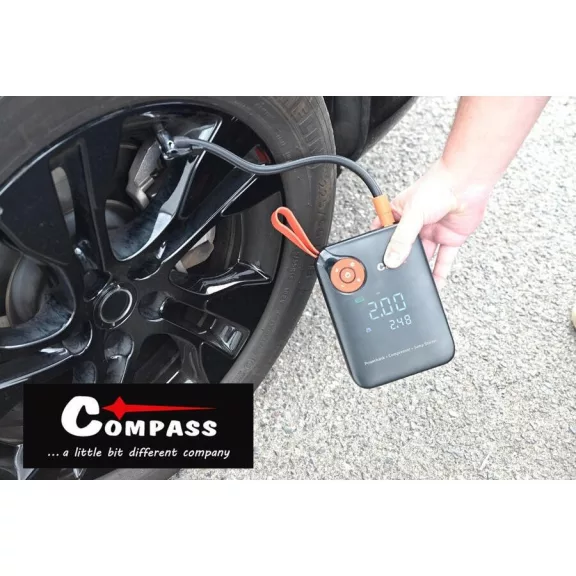 Compass Startovací zdroj s kompresorem, powerbankou a svítilnou (7200mAh, 600A)