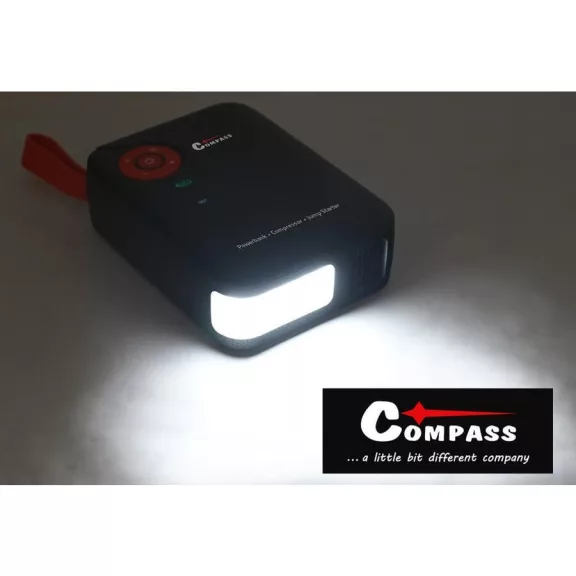 Compass Startovací zdroj s kompresorem, powerbankou a svítilnou (7200mAh, 600A)